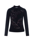 Printed Shirred Mock Neck Sweater
