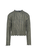 Cropped Metalic Cable Sweater