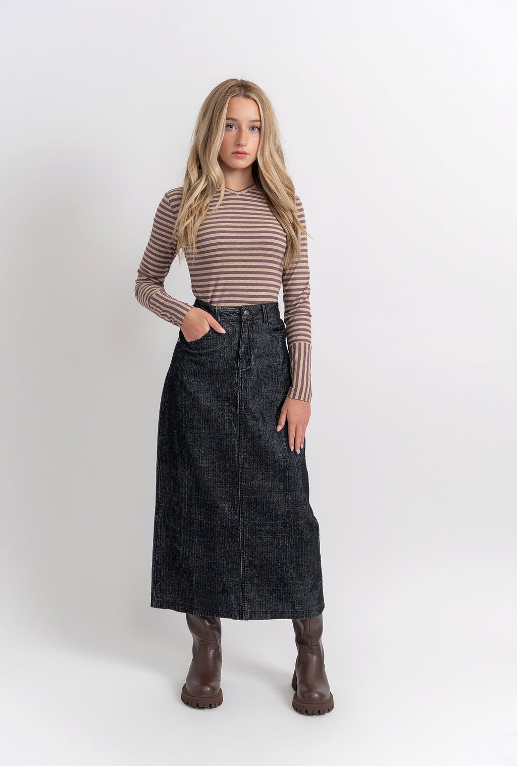 Stripped Vneck Top