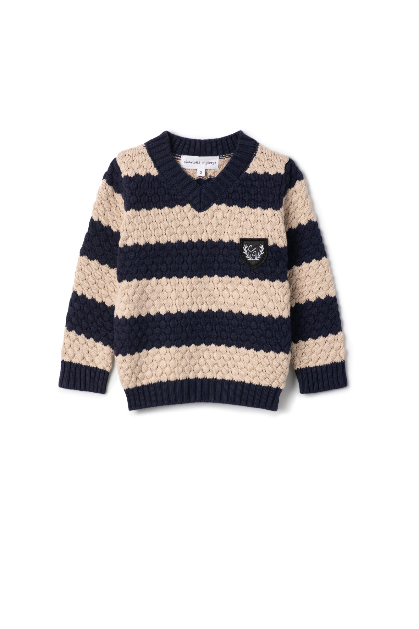 Striped Knit Vneck Sweater