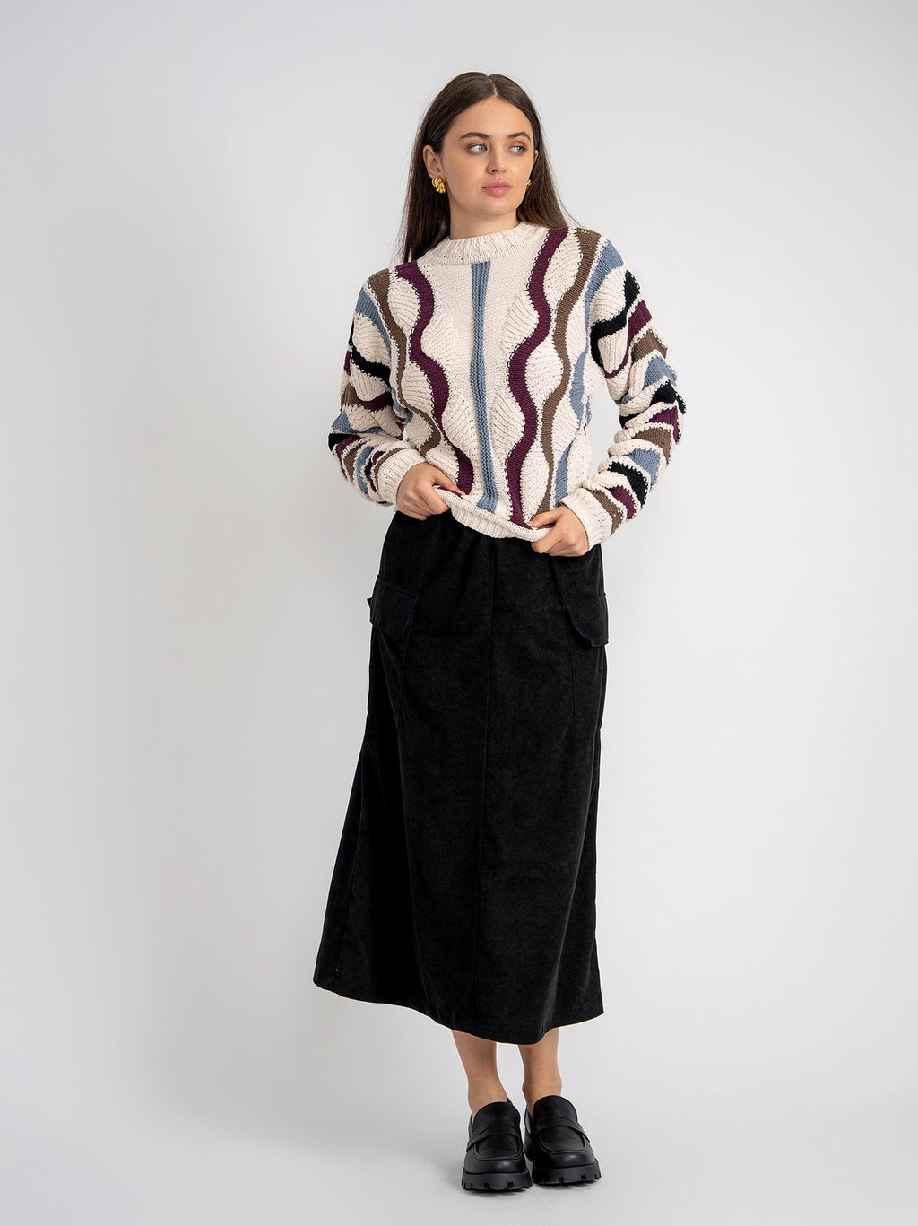 Color Blocked Knit Sweater