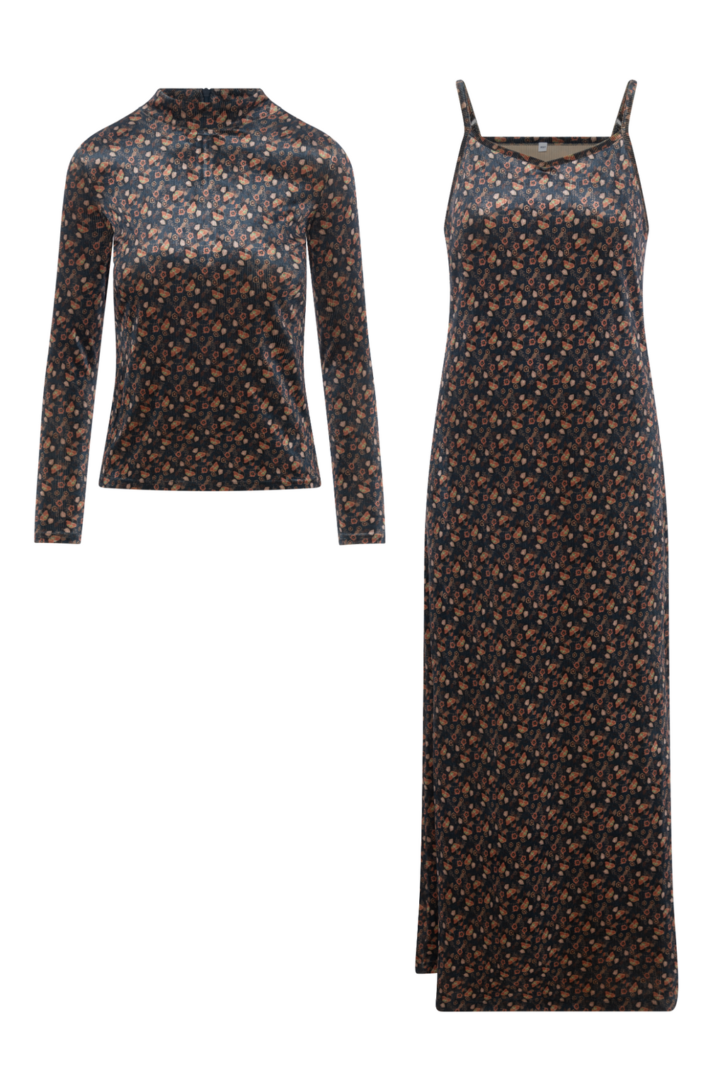 Printed Rib Velour Jumper Set