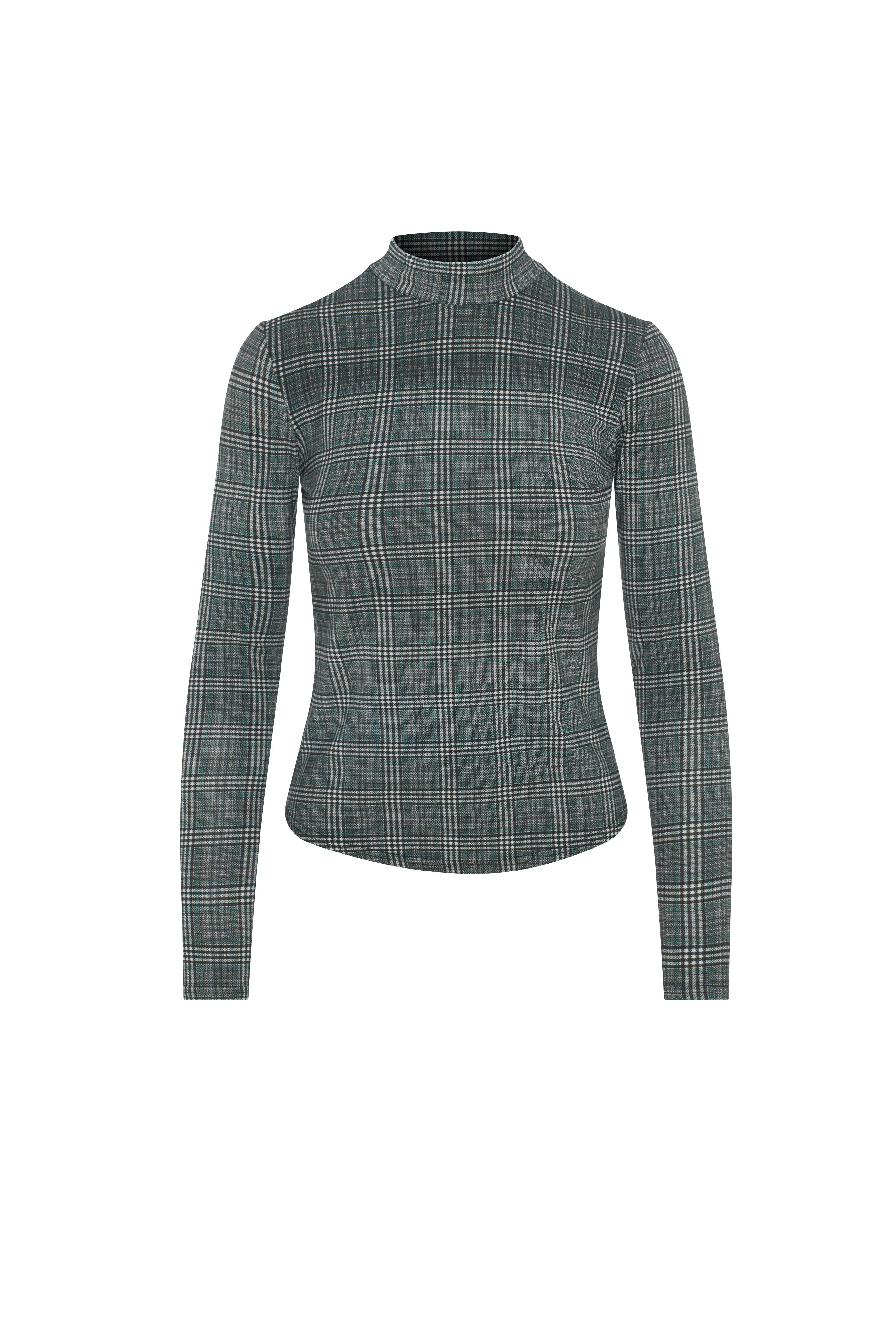 Plaid Mock Neck Top