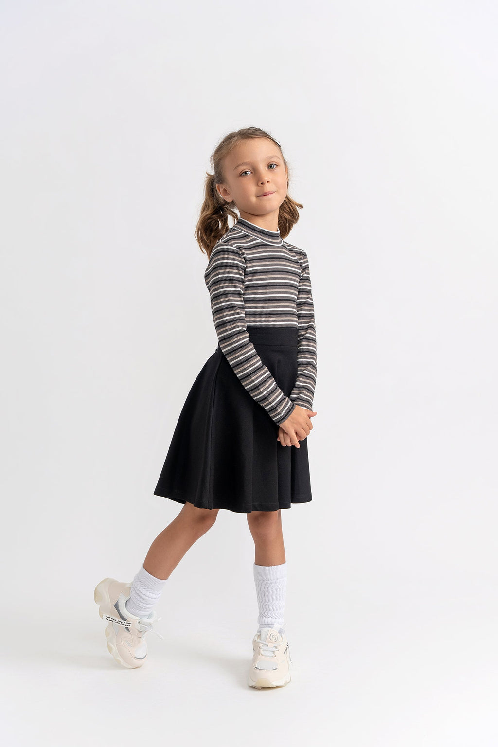 Waffle Stripped Mock Neck Top