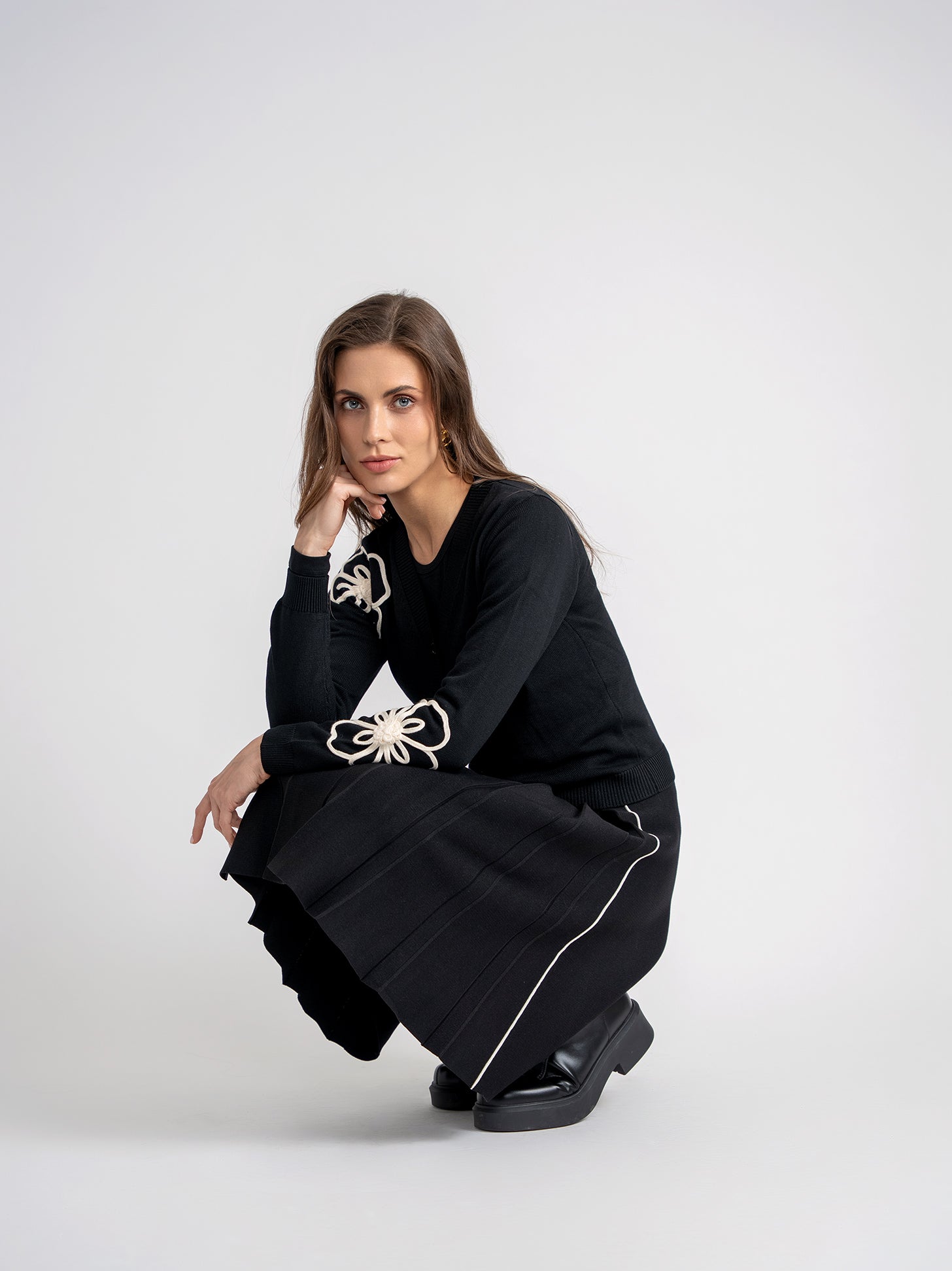 Pleated Knit Skirt
