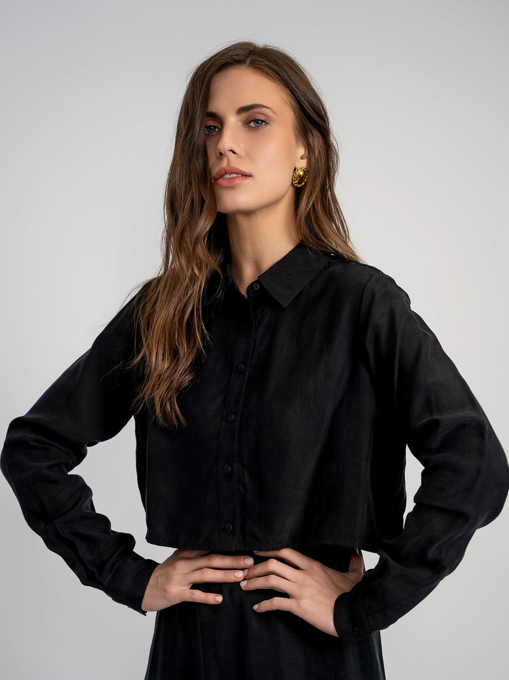 Cupro Collared Top
