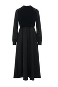 Mock Neck Satin Midi Dress