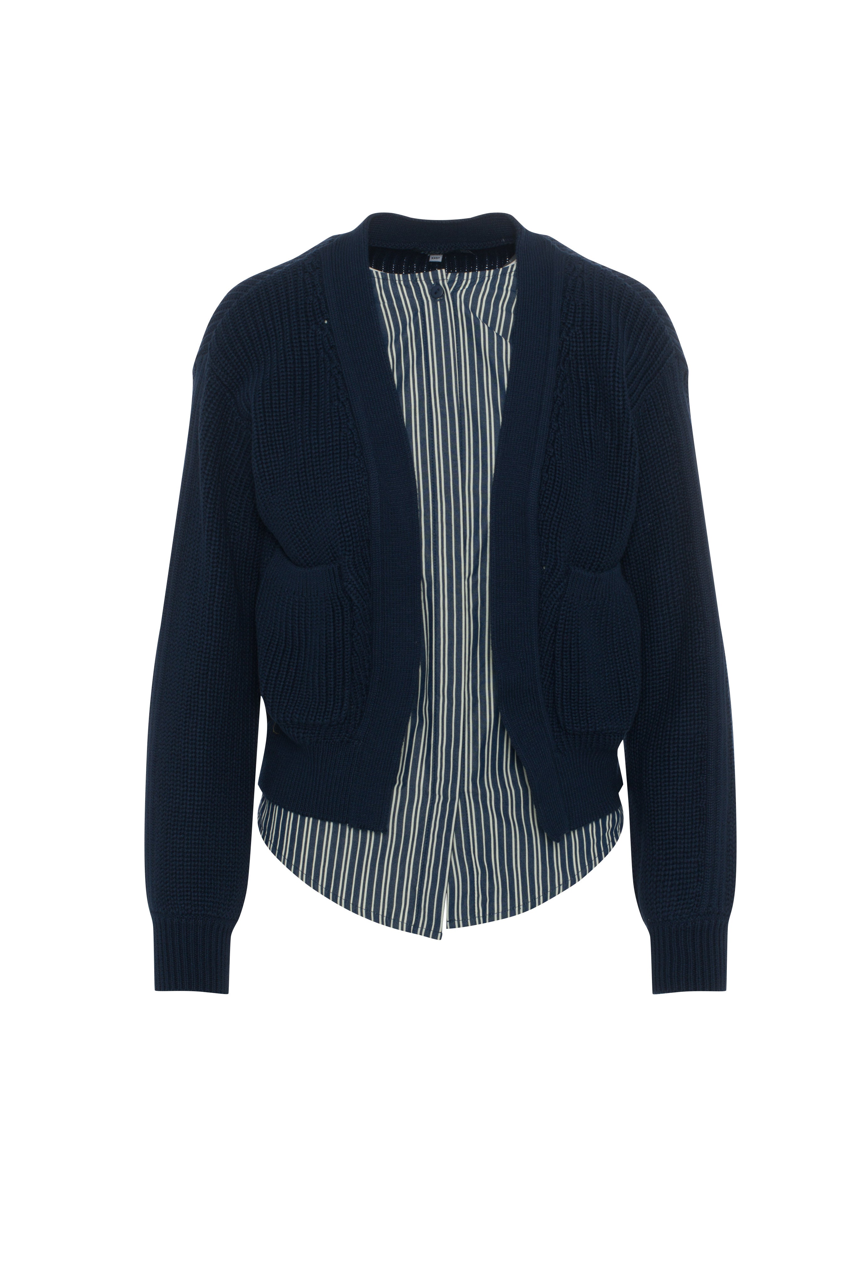 Knit Cardigan with Stippped Shirt