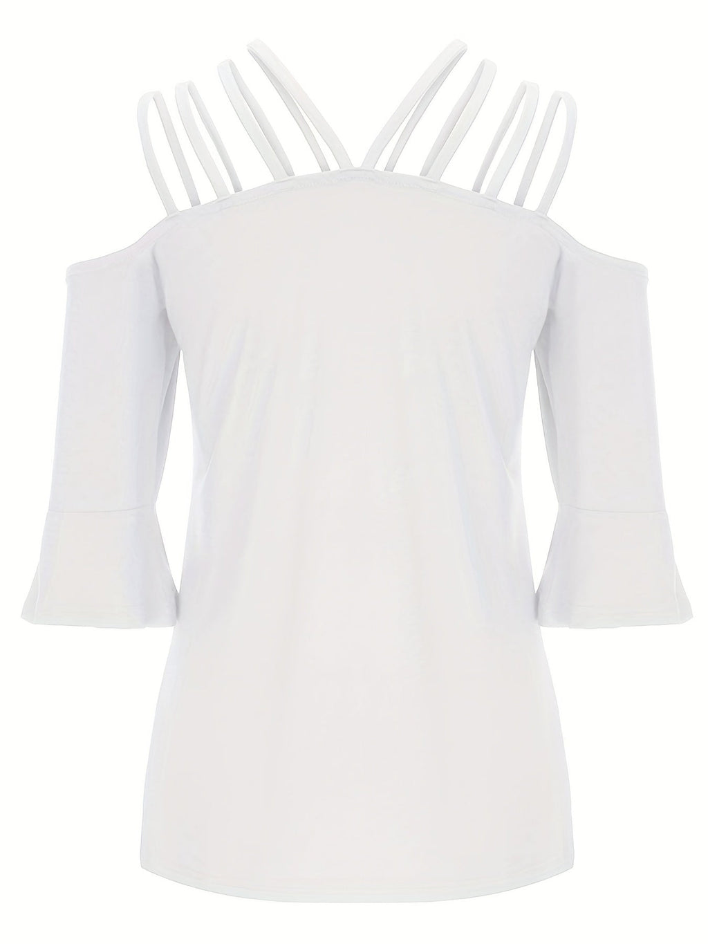 Full Size Cold Shoulder Three-Quarter Sleeve Blouse - Boutique Clothing