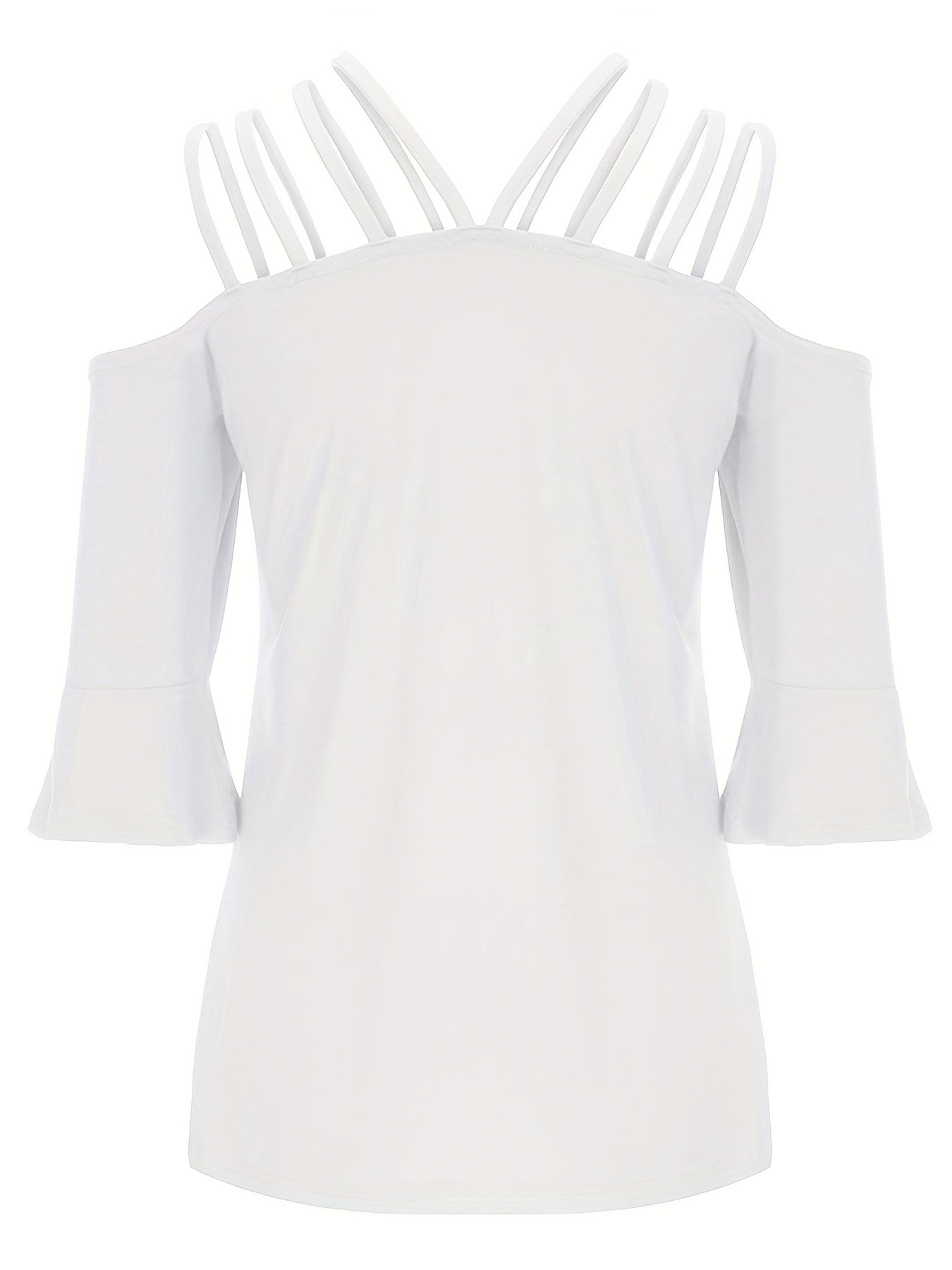 Full Size Cold Shoulder Three-Quarter Sleeve Blouse - Boutique Clothing