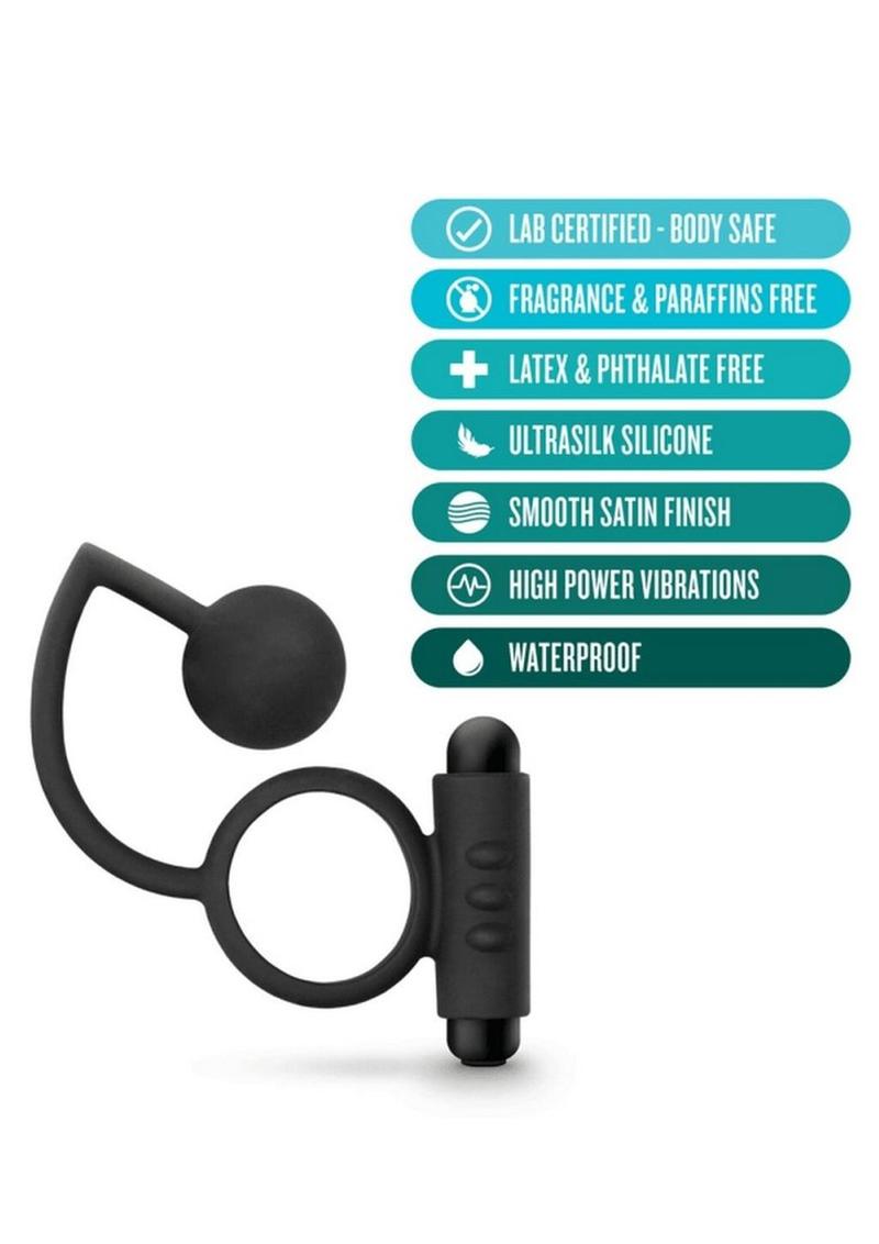 Anal Adventures Platinum Silicone Anal Ball With Vibrating C-Ring