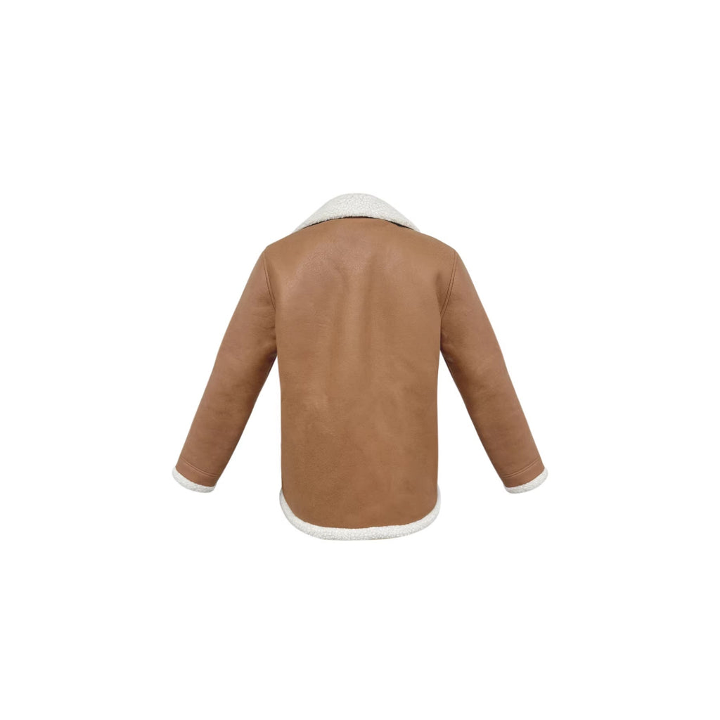 Women's Autumn And Winter Retro Pocket Lapel Button Jacket Fur Coat