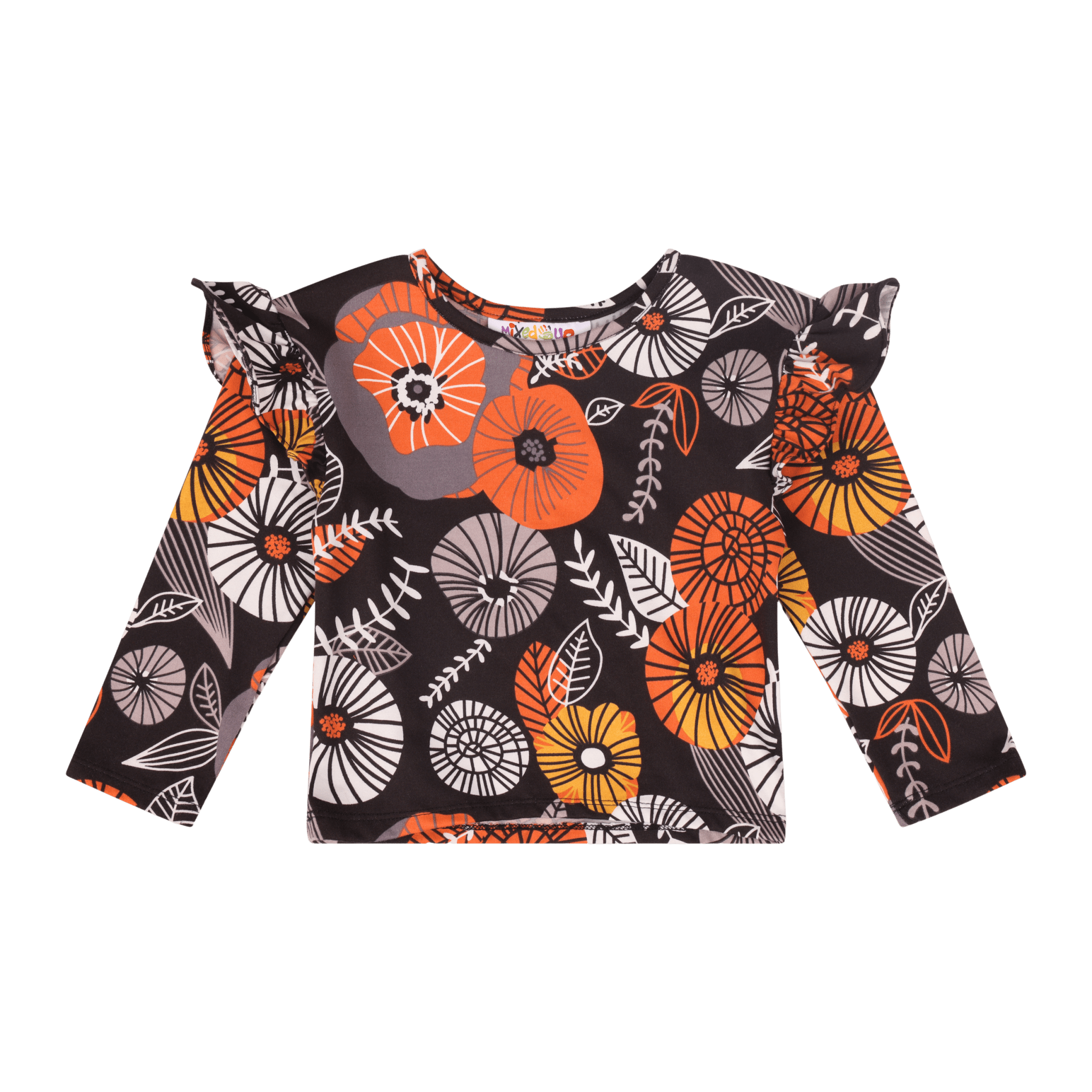 Baby Girls Ruffle Flutter Sleeve Top – Multicultural Print | Mixed Up Clothing