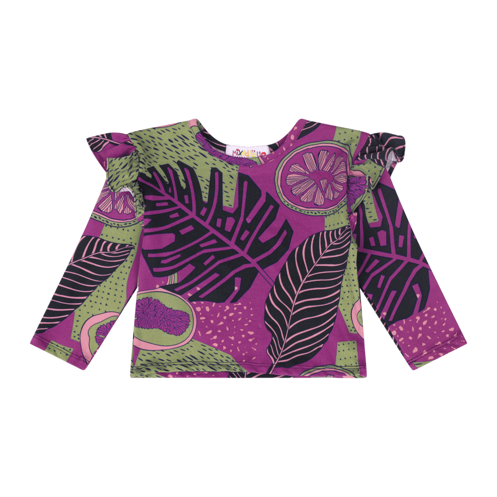 Baby Girls Ruffle Flutter Sleeve Top – Multicultural Print | Mixed Up Clothing