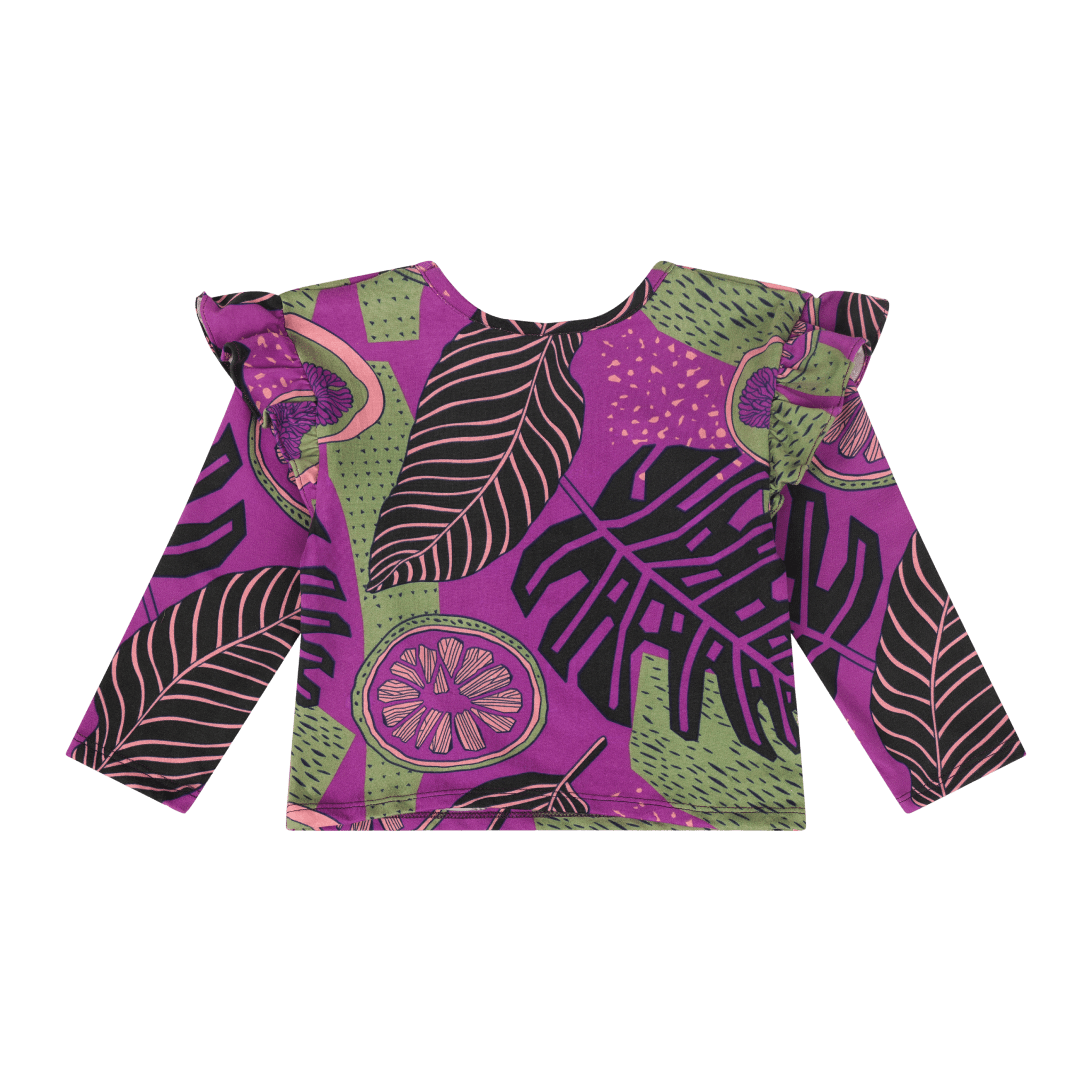 Baby Girls Ruffle Flutter Sleeve Top – Multicultural Print | Mixed Up Clothing