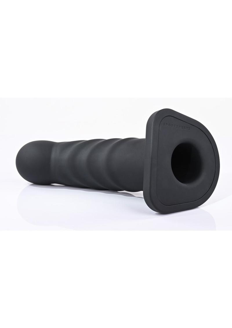 Ribbed Silicone Hollow Dildo Banx