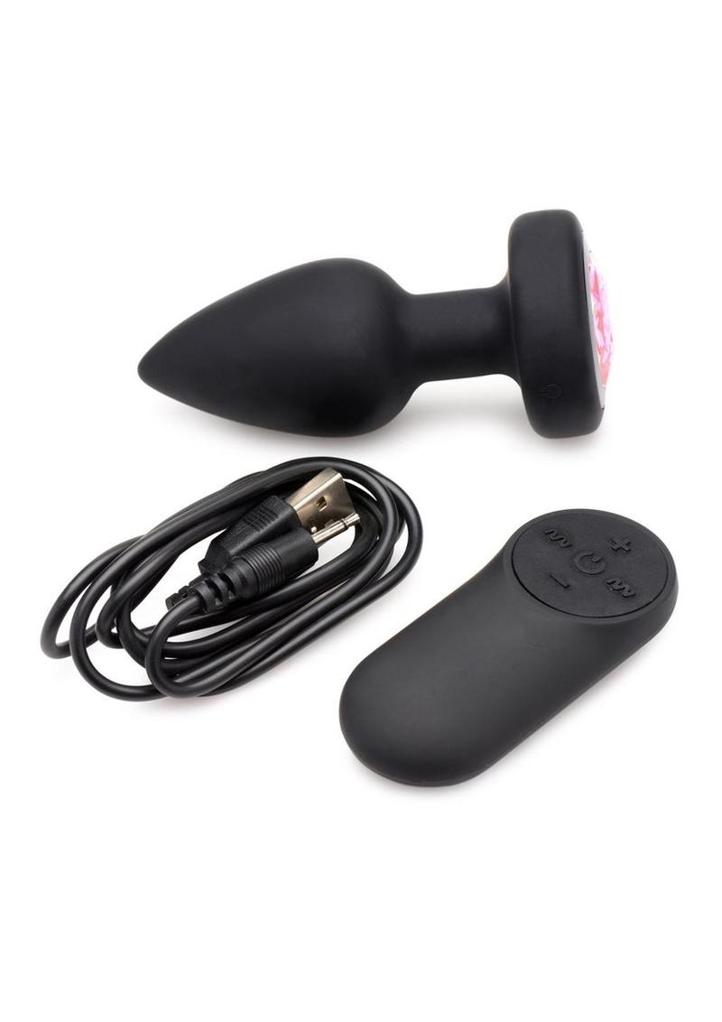 Booty Sparks 28X Silicone Vibrating Pink Gem Anal Plug