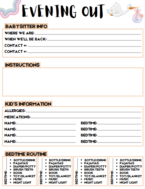 Babysitter Binder | 17-Page Editable Canva Template