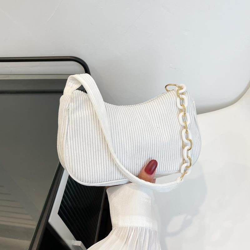 Artistic Fabric Bag Minimalist Casual Corduroy Single-shoulder Bag For Women