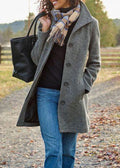 New European And American Women's Medium Length Pure Color Woolen Coat