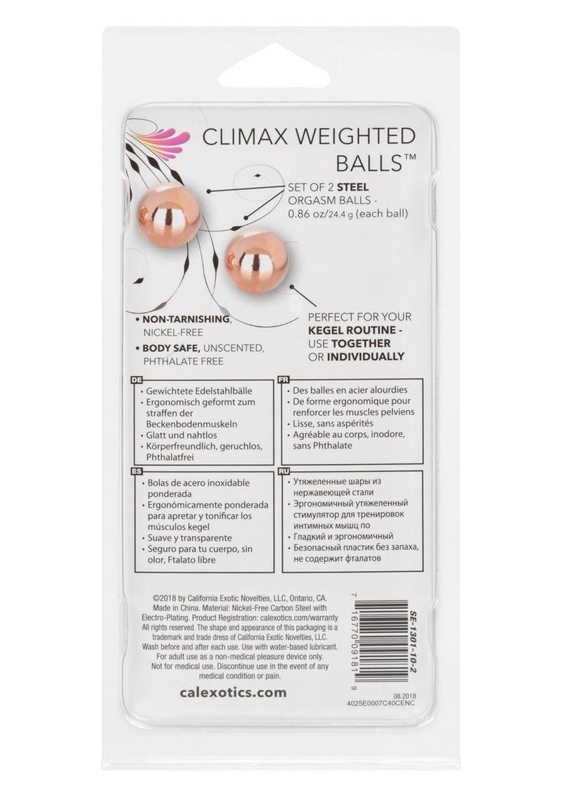 CalExotics Climax Weighted Rose Gold Steel Orgasm Kegel Balls