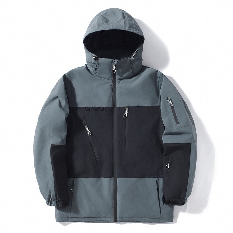 Men's And Women's Thickened Warm Color Matching Windproof Waterproof Jacket