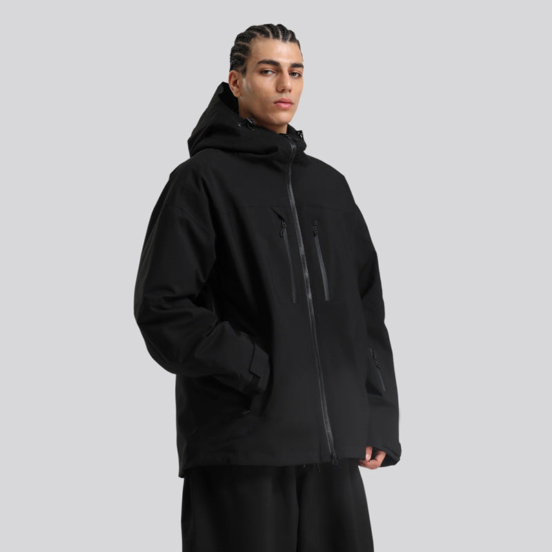 Men's Waterproof Breathable And Loose Zip Ski Suit Jacket