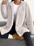 Hooded Loose Plush Coat Women's Regular Sleeve