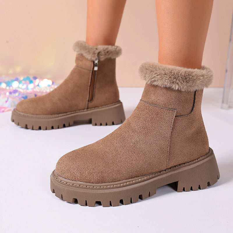 Insulated Cotton-padded Shoes Martin Boots Plus Size Thick Bottom Chunky Heel Bootie