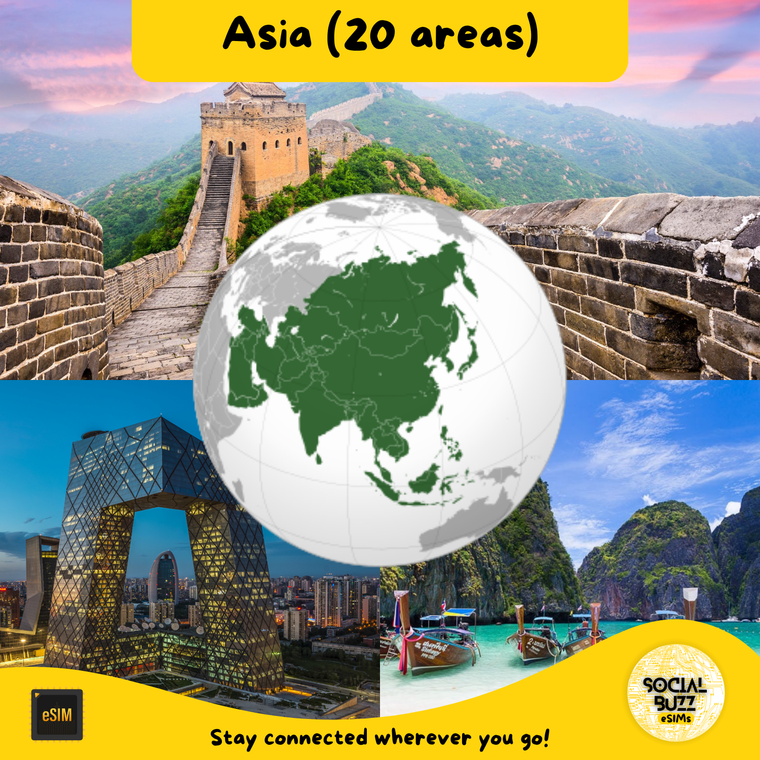 Asia (20 areas) eSIM Internet Data Plan
