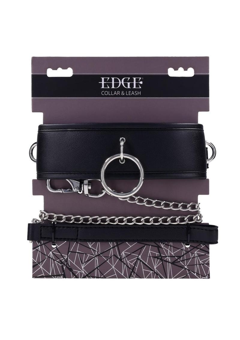 Edge Collar & Leash Set – Black Leather with Chain