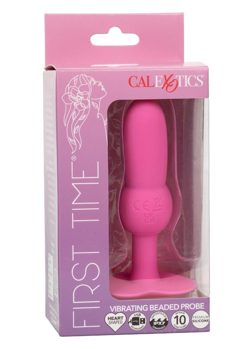 First Time Vibrating Beaded Silicone Rechargeable Probe