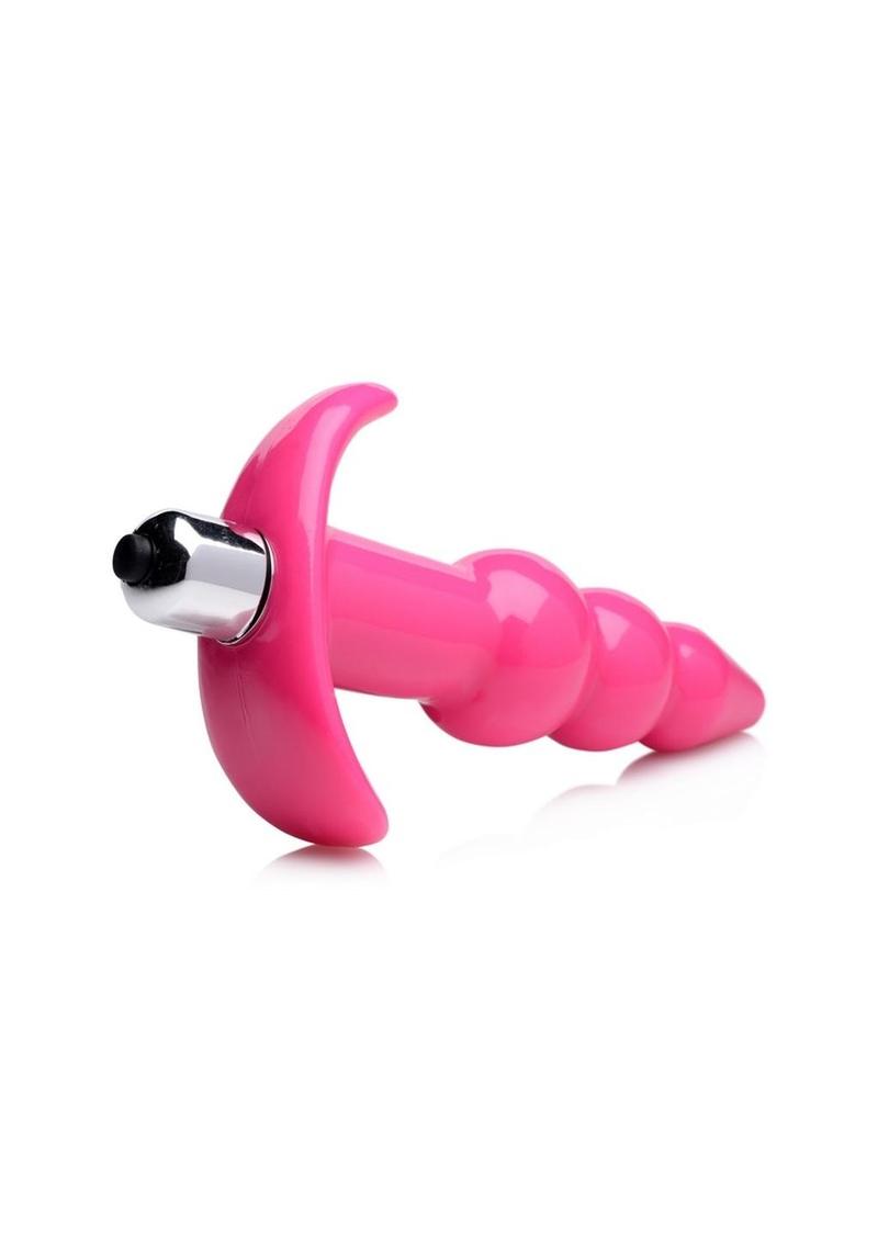Frisky Bubbling Pink Ribbed Anal Plug Powerful Vibration