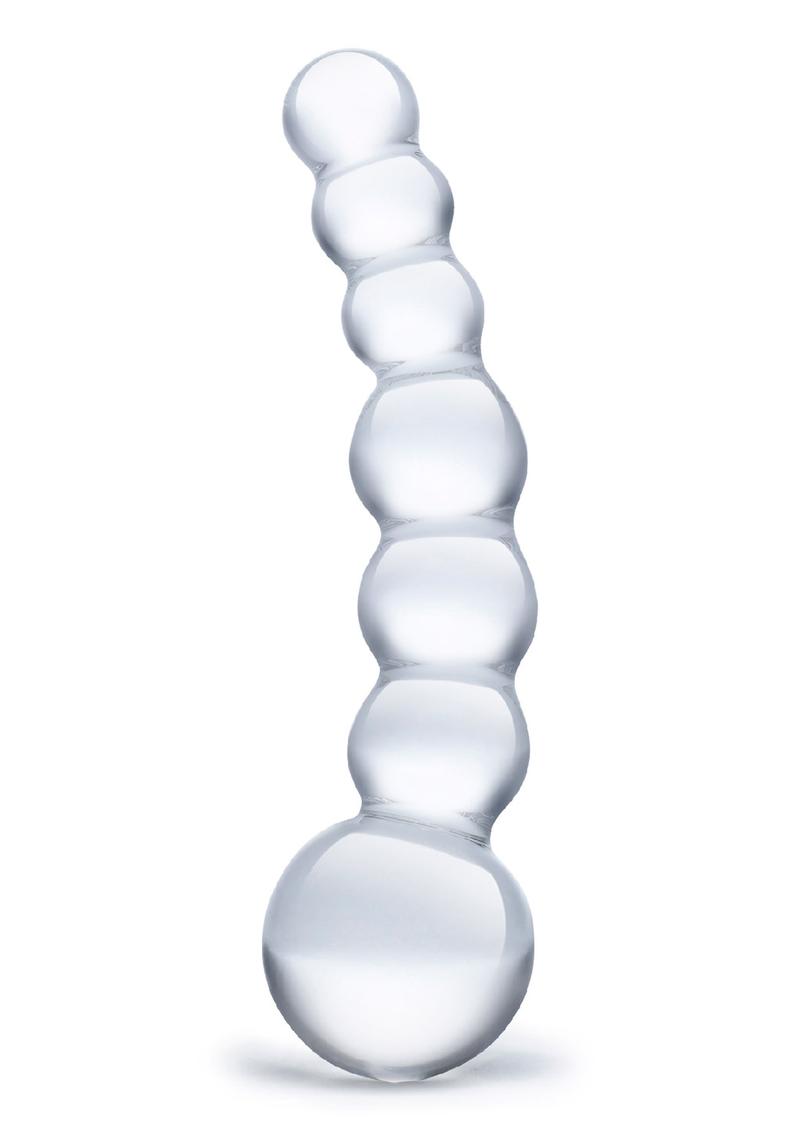 Glas Curved Beaded Glass Dildo With Luxury Satin Storage Bag