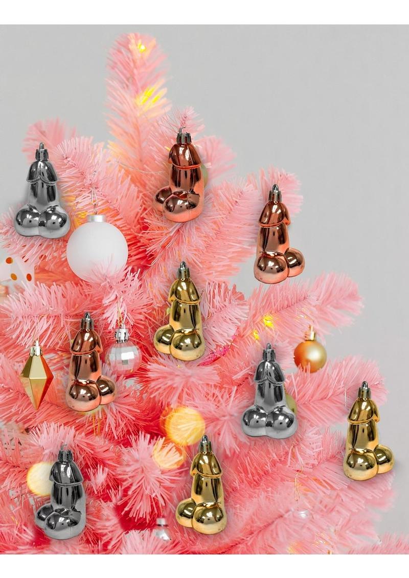Glitterati Metallic Penis Party Ornaments