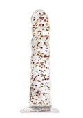 Glittergasm Swirl Clear Body Safe Dildo With Suction Cup