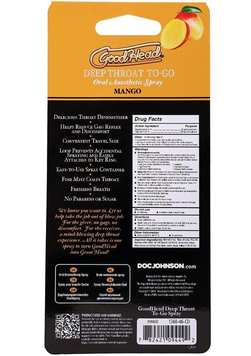 GoodHead Deep Throat To Go Oral Spray Mango