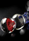 Icicles No. 18 Textured Glass Massager with Blue and Red Dots