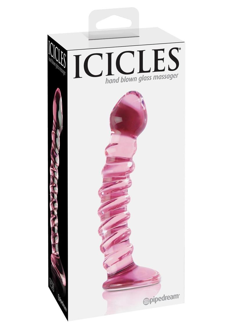 Icicles No. 28 Textured Glass G-Spot Dildo Hand Blown