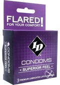 ID Superior Feel Flared Lubricated Latex Condoms 3 Pack