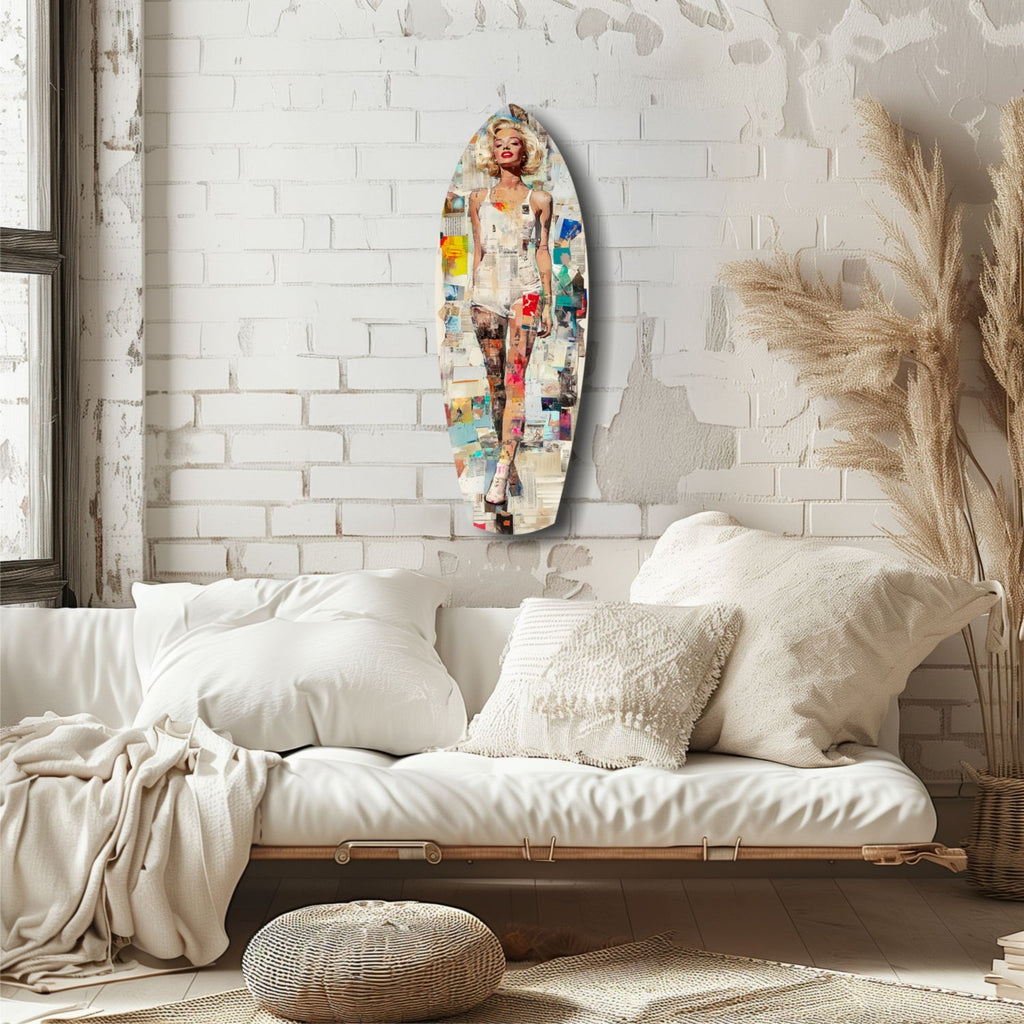 Marilyn in Vintage Swim Suit Glass Wall Art