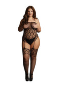 Le Désir Strapless Crotchless Teddy with Stockings