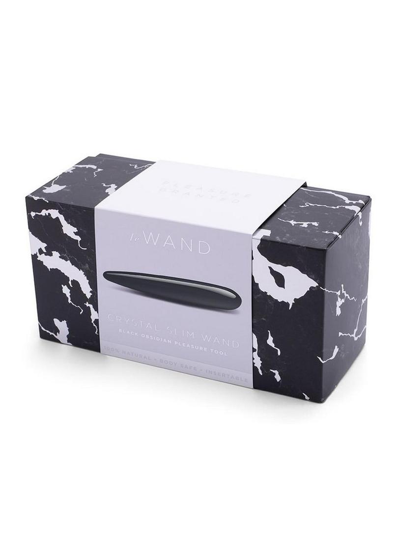 Le Crystal Slim Wand Obsidian Pleasure Tool With Silicone Ring