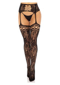 Leg Avenue French Rose Lace Backseam Stockings with Garter Belt