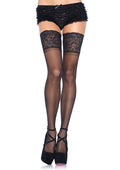 Leg Avenue Plus Size Lycra Sheer Lace Top Thigh-High Stockings