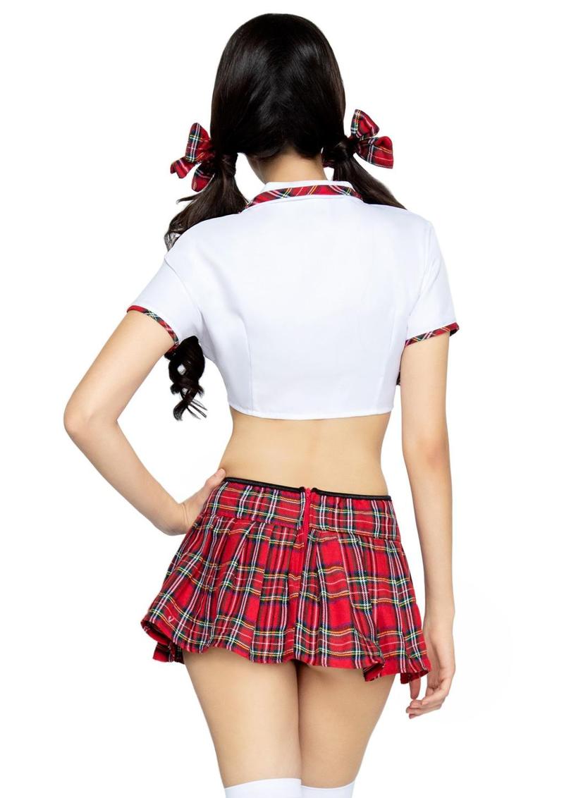 Miss Prep School 4-Piece Matching Plaid Tie Set