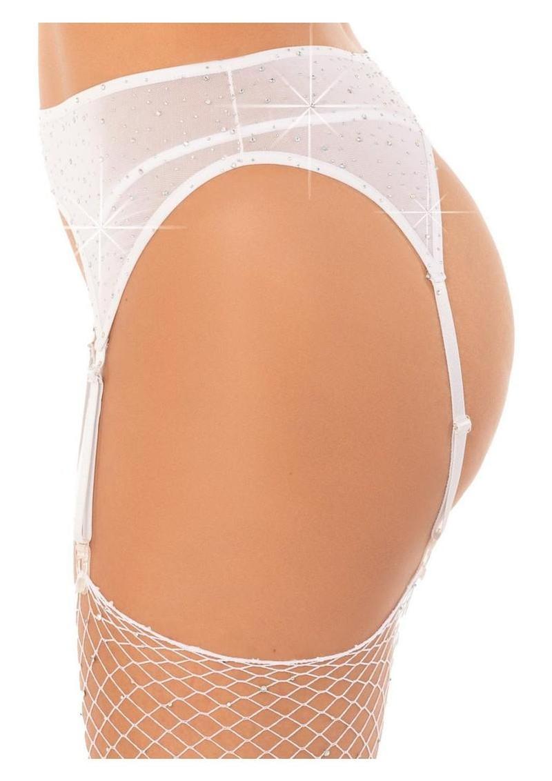 Rhinestone Sheer Garter Belt
