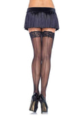 Leg Avenue Sheer Stockings with Backseam And Lace Top