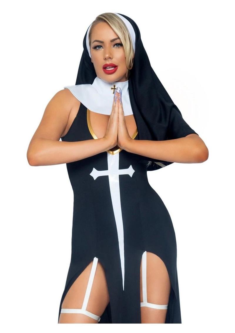 Sultry Sinner Dual Slit Garter Dress