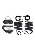 Lux Fetish Bondage Bed Strap And Flogger Kit with Satin Blindfold